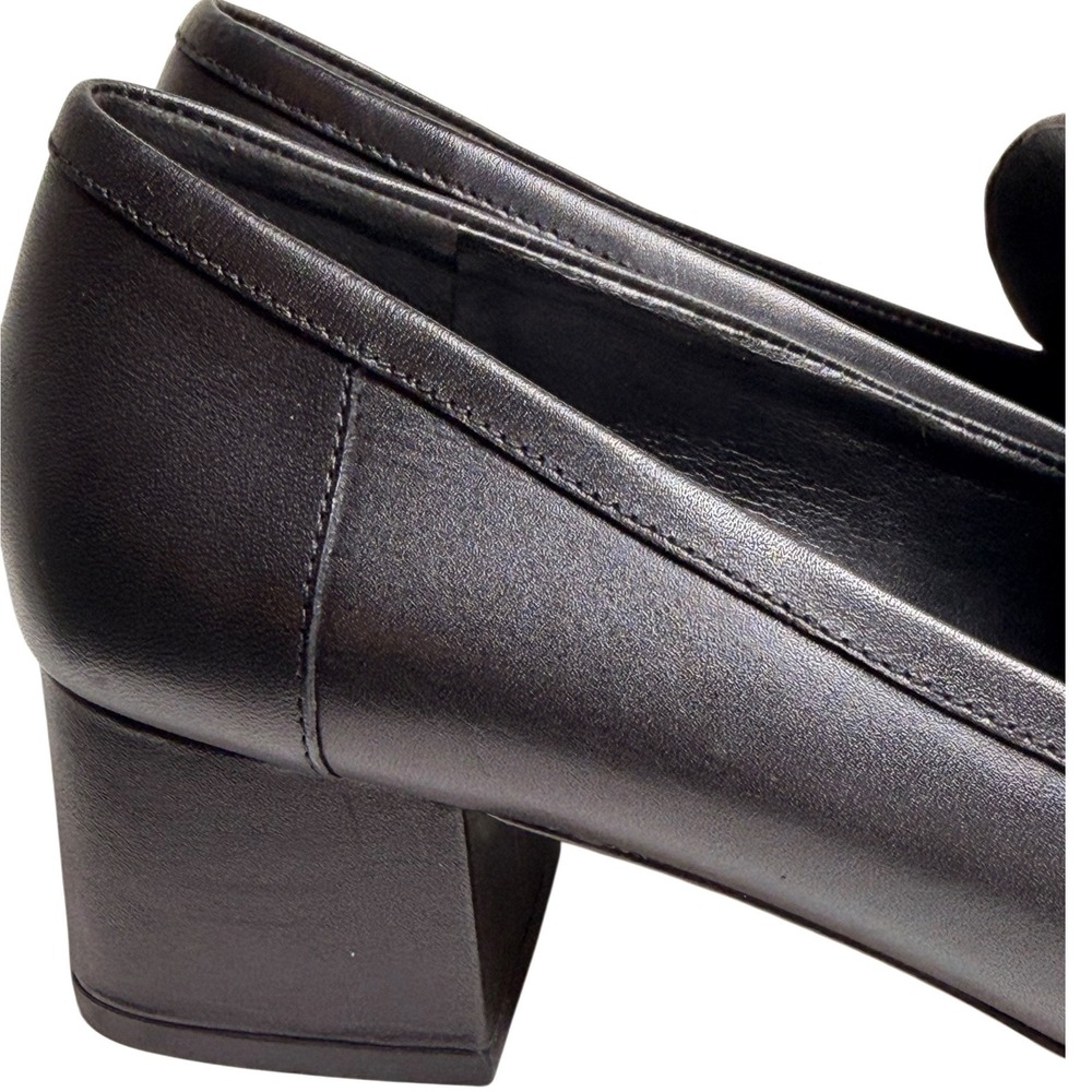 Michael Kors Declan Black Leather Kiltie Fringe Block‎ Heel Loafers Size 8 - Picture 11 of 14